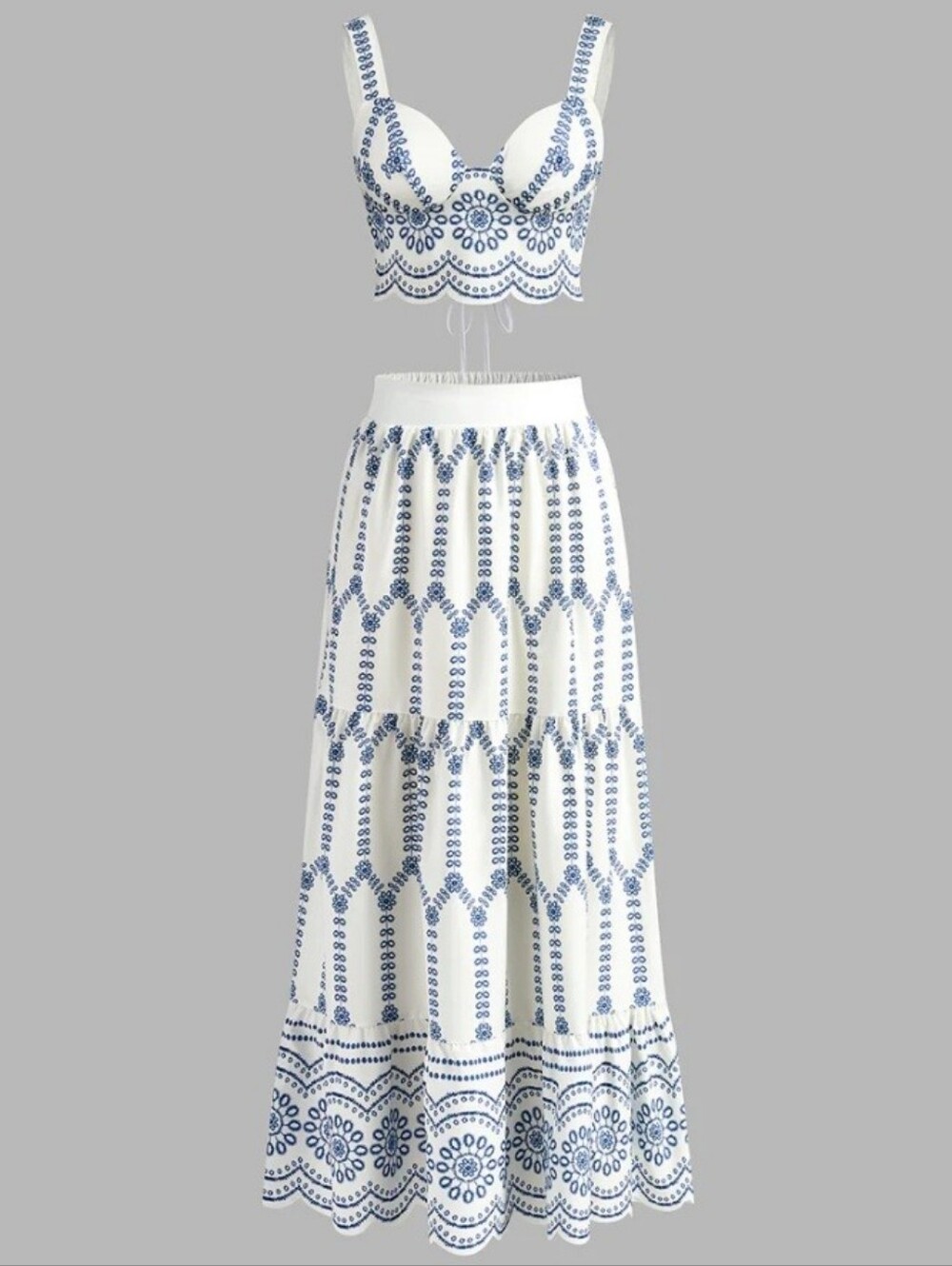 NWT Commense Printed Sleeveless Tie Back Maxi Skirt Set, Large